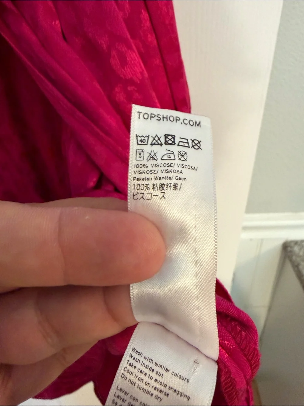 Topshop One Shoulder Leopard Dress US 6 Fuchsia NWT